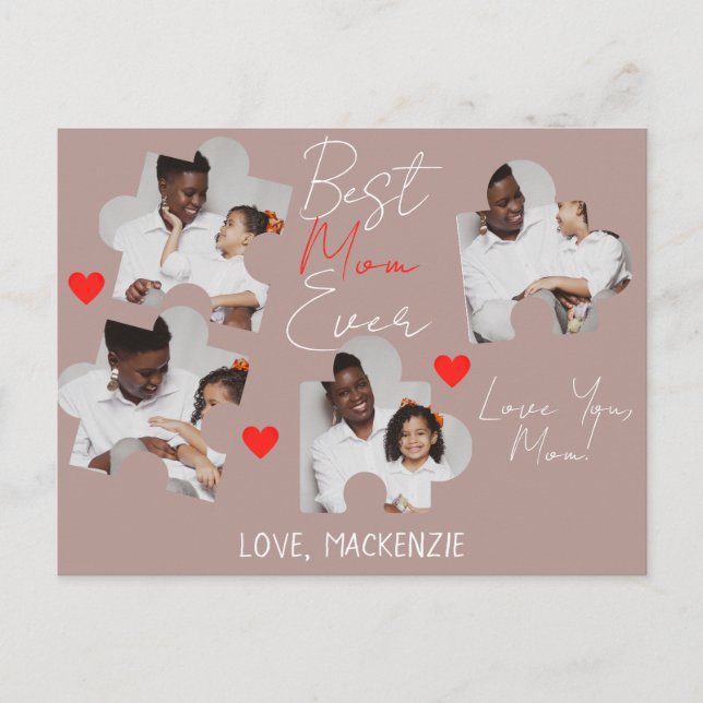 Cartes Pour Fêtes Annuelles Simple Elegant Mothers Day Puzzle Photo Collage (Devant)