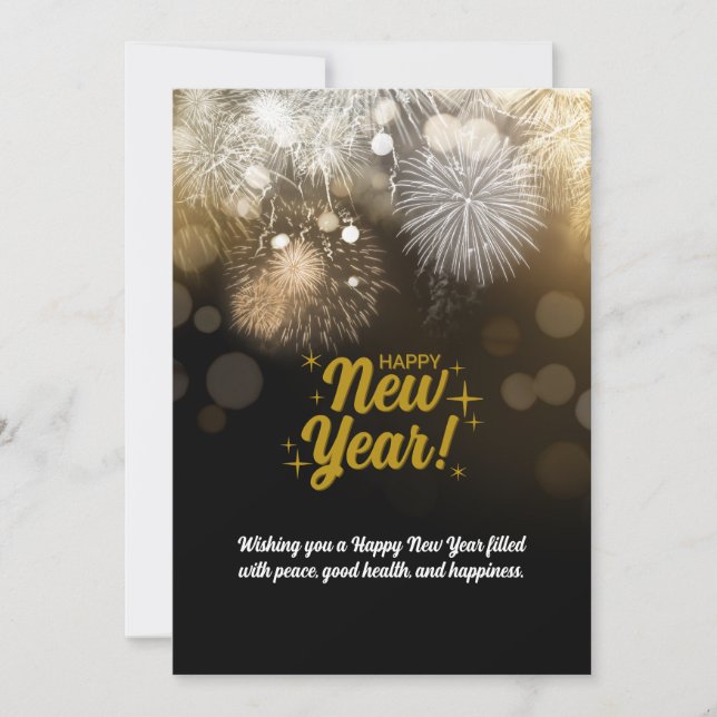 Cartes Pour Fêtes Annuelles Simple Elegant New Year Wishes (Devant)