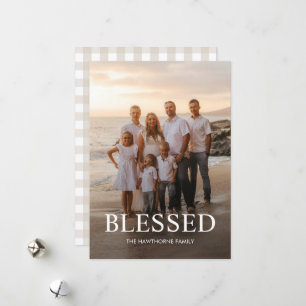 Cartes Pour Fêtes Annuelles Simple Élégant Noël Photo Bénie