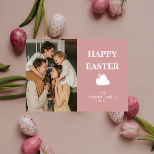 Cartes Pour Fêtes Annuelles Simple Élégant Œuf Joyeuses Pâques Photo de Famill