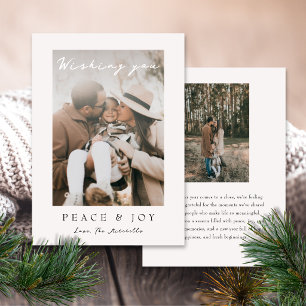 Cartes Pour Fêtes Annuelles Simple Élégant Paix et Joie Photo Minimaliste