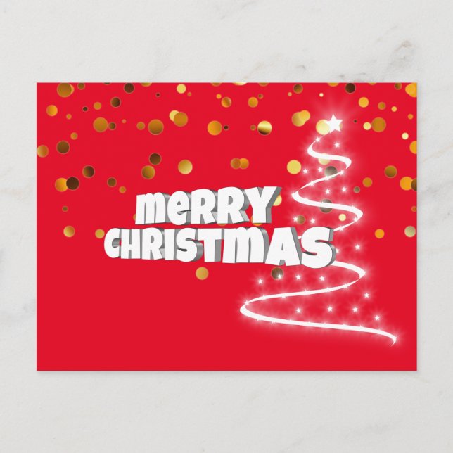 Cartes Pour Fêtes Annuelles Simple Elegant Red Gold Joyeux Noël (Devant)