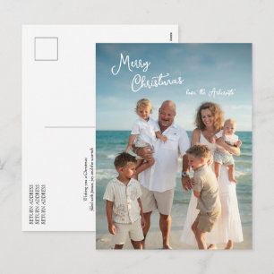 Cartes Pour Fêtes Annuelles Simple Élégant Script Photo de Famille Noël