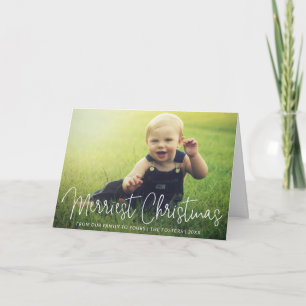 Cartes Pour Fêtes Annuelles Simple Elegant Script Photo Merriest Christmas