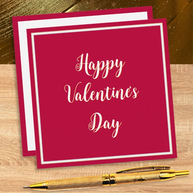 Cartes Pour Fêtes Annuelles Simple Élégant Script Rouge Joyeuse Saint-Valentin (A simple and stylish Valentine card with 'Happy Valentine's Day' in white script on a red background)