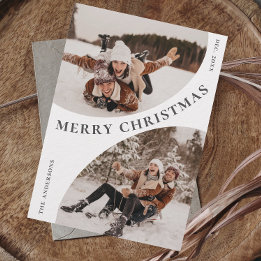 Cartes Pour Fêtes Annuelles Simple élégant stylish 3 PHOTO Noël Code QR