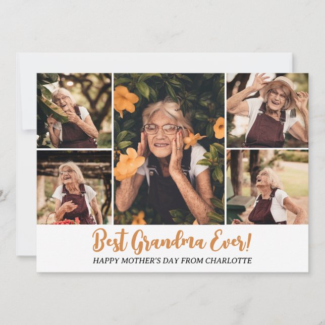 Cartes Pour Fêtes Annuelles Simple Elégante Mothers Day Grandma 5 Photo (Devant)