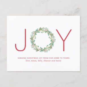 Cartes Pour Fêtes Annuelles Simple élégante Wreath Joie Noël