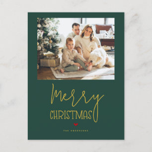 Cartes Pour Fêtes Annuelles Simple Emerald Green Gold Joyeux Noël Photo