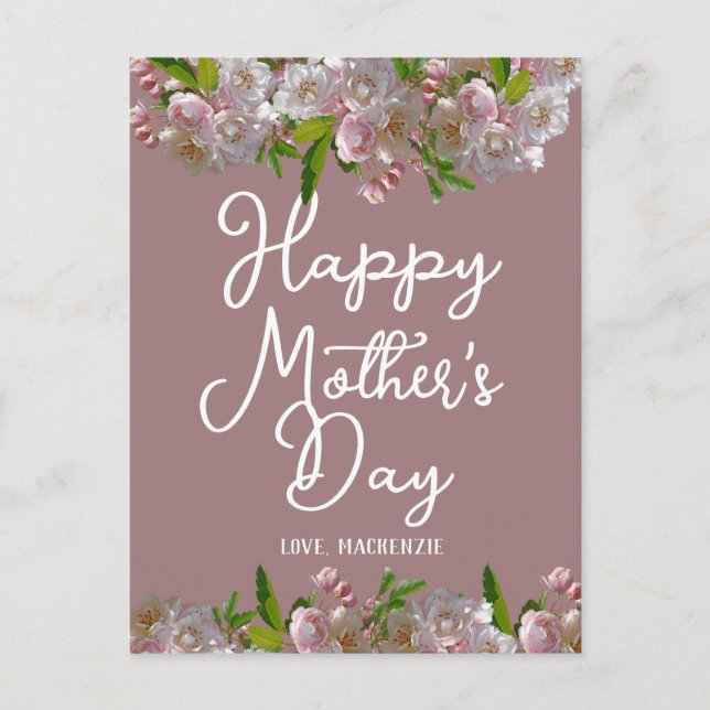 Cartes Pour Fêtes Annuelles Simple et chic | Pink Floral Mère Days cadeau (Devant)