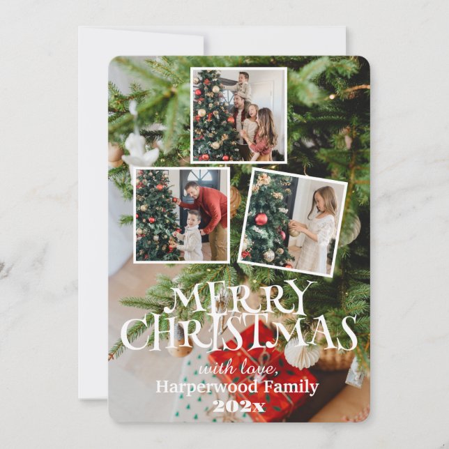 Cartes Pour Fêtes Annuelles Simple et élégant collage photo de Noël de famille (Devant)