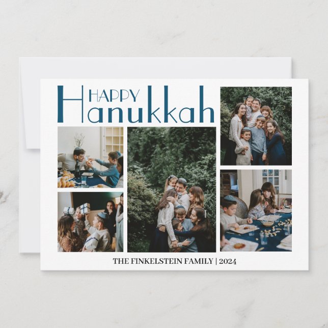 Cartes Pour Fêtes Annuelles Simple et élégant | Hanoukka famille 3 photo (Devant)