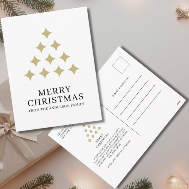 Cartes Pour Fêtes Annuelles Simple étoile arbre blanc Joyeux Noël  (Créateur téléchargé)