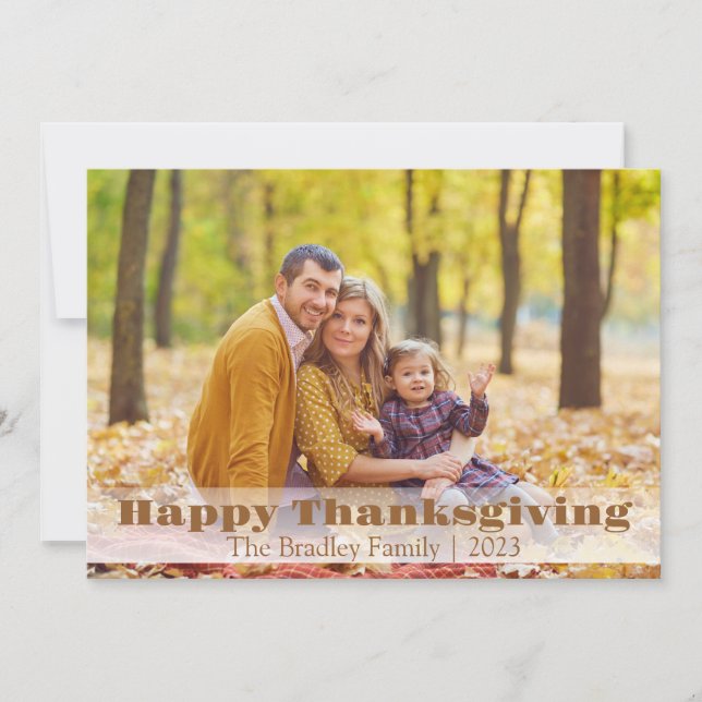Cartes Pour Fêtes Annuelles Simple famille de Bon thanksgiving moderne deux ph (Devant)