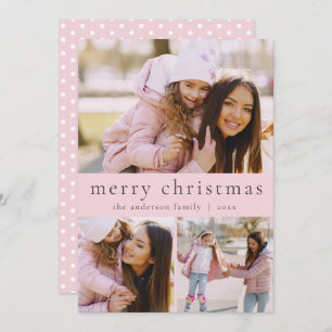Cartes Pour Fêtes Annuelles Simple fille rose multi photo Joyeux Noël