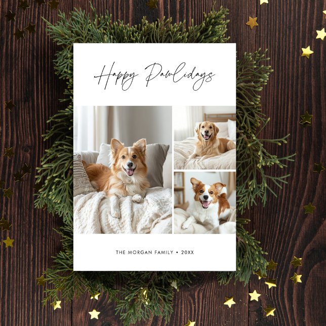 Cartes Pour Fêtes Annuelles Simple Funny Dog Photo Christmas Happy Pawlidays  (Créateur téléchargé)