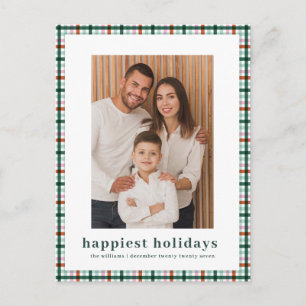 Cartes Pour Fêtes Annuelles Simple Gingham Photo Joyeux Noël
