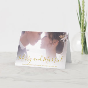 Cartes Pour Fêtes Annuelles Simple Gold Photo Élégant Noël de mariée