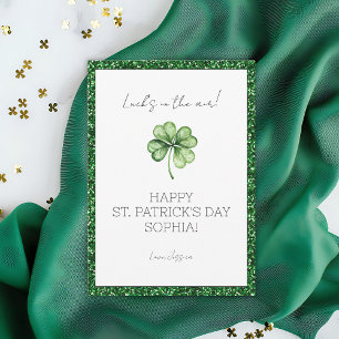 Cartes Pour Fêtes Annuelles Simple Green Chance Trèfle Paillettes Saint-Patric