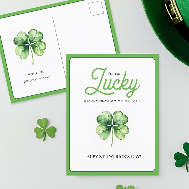 Cartes Pour Fêtes Annuelles Simple Green Shamrock Chanceuse Bonne Fête de la S (Simple Green Shamrock Luck Happy St Patrick's Day Holiday Postcard)