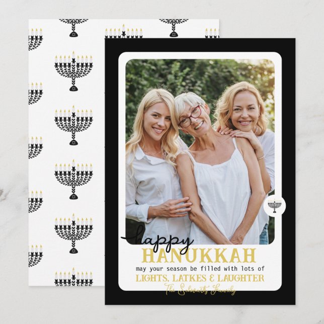 Cartes Pour Fêtes Annuelles Simple HAPPY HANNUKAH Menorah Photo (Devant / Derrière)