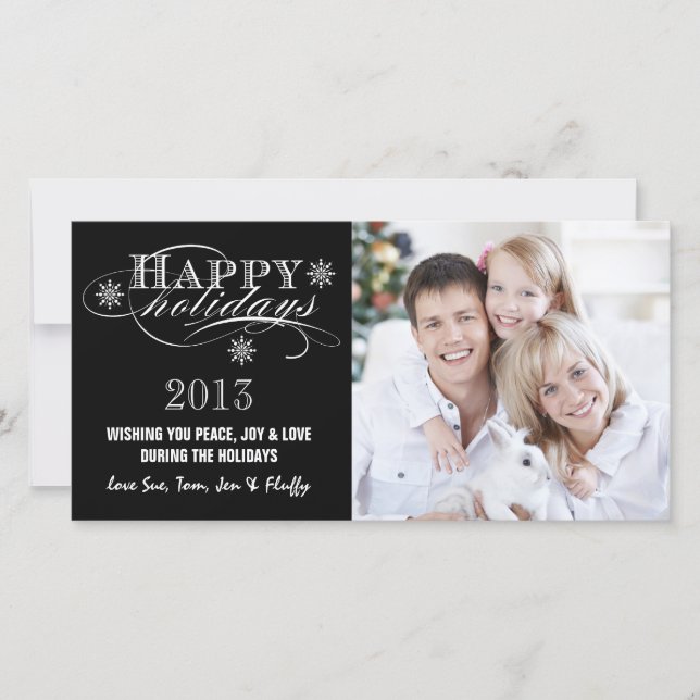 CARTES POUR FÊTES ANNUELLES SIMPLE HAPPY HOLIDAYS 2013 NOIR (Devant)