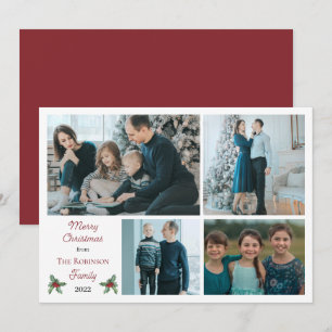 Cartes Pour Fêtes Annuelles Simple Holly Berries Joyeux Noël 4 Photo