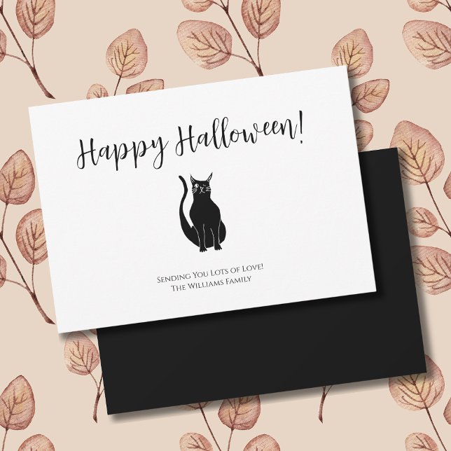 Cartes Pour Fêtes Annuelles Simple illustration de chat noir pour Halloween  (Créateur téléchargé)