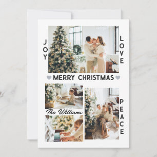 Cartes Pour Fêtes Annuelles Simple Joie Amour Paix Photo de Noël personnalisée