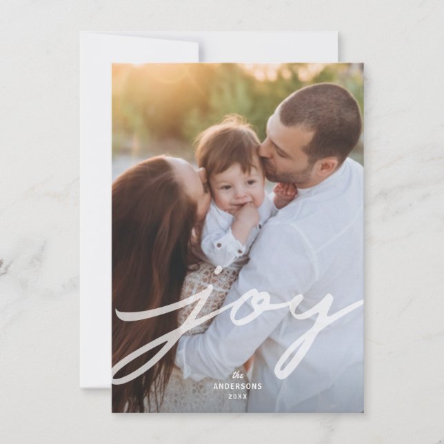 Cartes Pour Fêtes Annuelles Simple Joie manuscrite Script de Noël Photo (Devant)