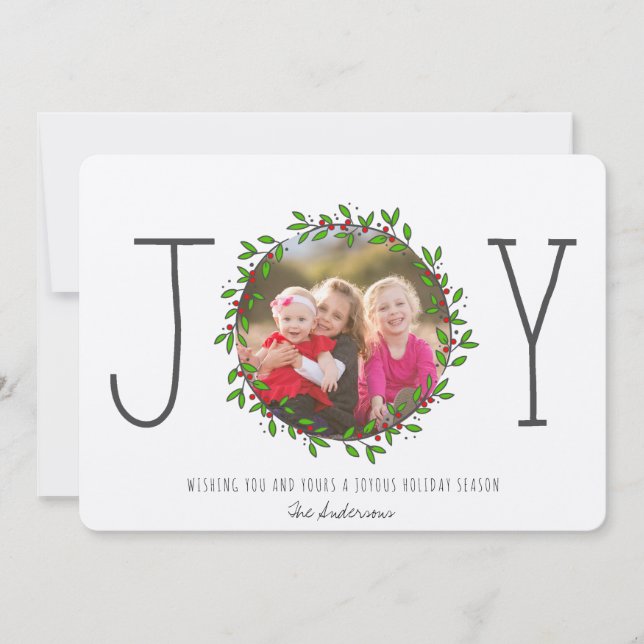 Cartes Pour Fêtes Annuelles Simple Joie Wreath Kraft papier photo de Noël (Devant)