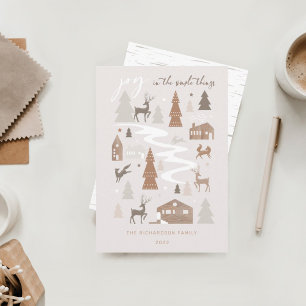 Cartes Pour Fêtes Annuelles Simple Joy Woodland Animaux & Cosy Village Photo