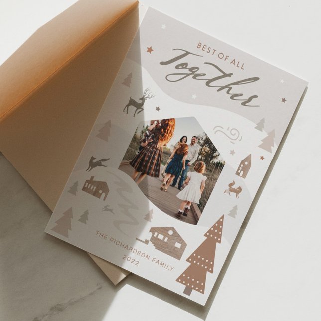 Cartes Pour Fêtes Annuelles Simple Joy Woodland Animaux & Cosy Village Photo (Créateur téléchargé)