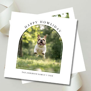 Cartes Pour Fêtes Annuelles Simple Joyeux Howlidays Photo Arc de Chien de Noël