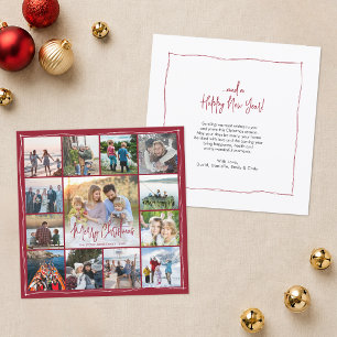 Cartes Pour Fêtes Annuelles Simple Joyeux Noël 13 Collage de photos Rouge Mode