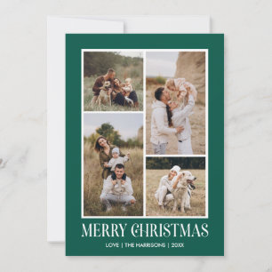 Cartes Pour Fêtes Annuelles Simple Joyeux Noël 4 Photo Collage VERT