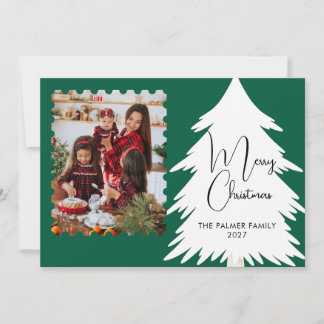 Cartes Pour Fêtes Annuelles Simple Joyeux Noël arbre de pin famille photo