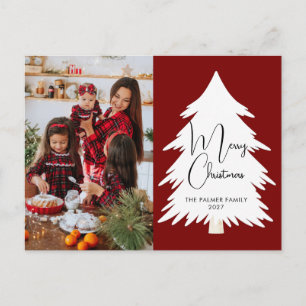 Cartes Pour Fêtes Annuelles Simple Joyeux Noël arbre de pin famille photo