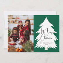 Simple Joyeux Noël arbre de pin photo de famille