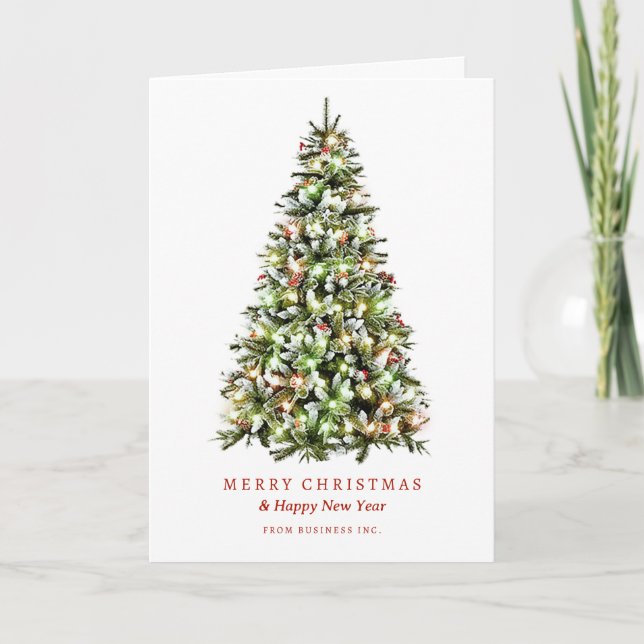 Cartes Pour Fêtes Annuelles Simple Joyeux Noël Arbre de vacances Entreprise (Devant)