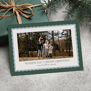 Cartes Pour Fêtes Annuelles Simple Joyeux Noël cadre photo bleu vert