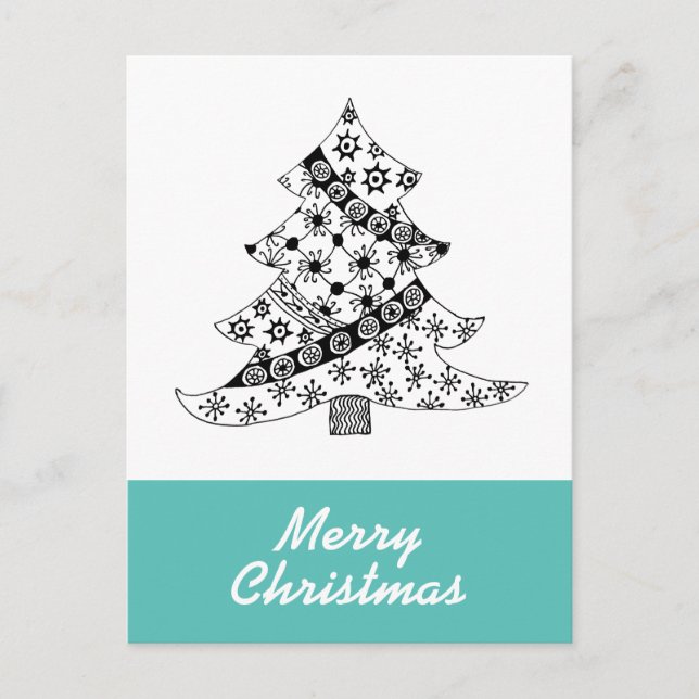 Cartes Pour Fêtes Annuelles Simple Joyeux Noël Noir Arbre de Noël (Devant)