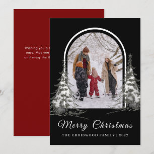 Cartes Pour Fêtes Annuelles Simple Joyeux Noël Sapin de Noël photo de famille