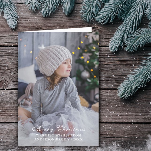 Cartes Pour Fêtes Annuelles Simple Joyeux Noël Script Photo Complète (Créateur téléchargé)