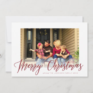 Cartes Pour Fêtes Annuelles Simple Joyeux Noël Script Photo Grey