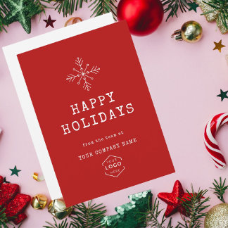 Cartes Pour Fêtes Annuelles Simple logo de Noël minimaliste rouge pour entrepr