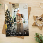 Cartes Pour Fêtes Annuelles Simple machine à écrire en noir et blanc Photo de<br><div class="desc">Une carte de Noël très unique et élégante, minimaliste et moderne. Ce qui dispose d'une photo minimaliste personnalisable en famille. Avec la typographie de machine à écrire blanche de joyeux et lumineux. Et sous elle le nom de famille et les années qui peuvent être changés en cliquant sur le bouton...</div>