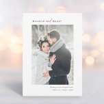 Cartes Pour Fêtes Annuelles Simple marié et joyeux marié photo<br><div class="desc">Noël moderne et simple | carte photo de vacances avec motif de branche de pin vert et blanc à l'arrière. Pour une personnalisation plus avancée de cette conception,  cliquez sur le BOUTON OUTIL DESIGN BLEU pour modifier la police,  la taille et la couleur.</div>
