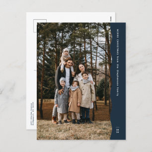 Cartes Pour Fêtes Annuelles Simple marine moderne à deux photos bord ondulé No