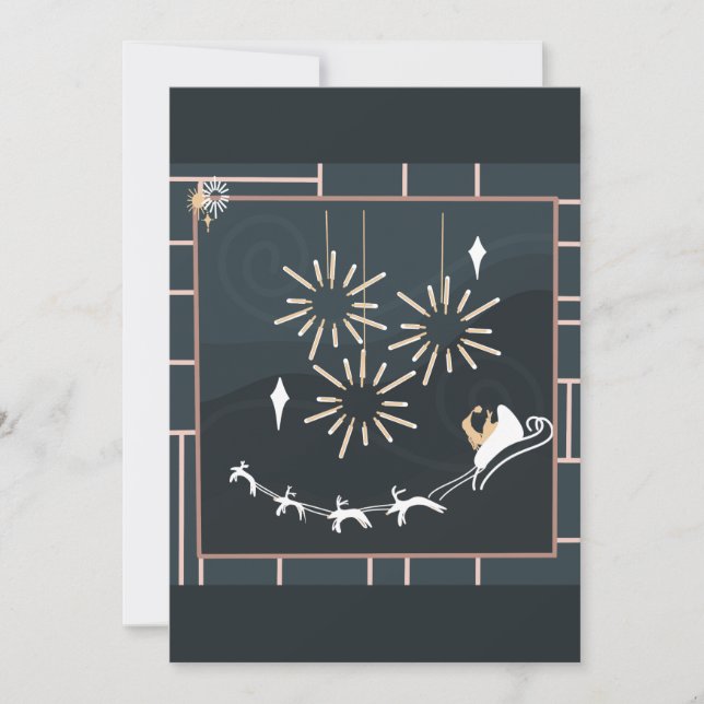 Cartes Pour Fêtes Annuelles Simple mi-siècle Noël moderne (Devant)
